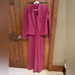 Spiegel Two-Piece Maxi Dress and Cropped Jacket in Berry